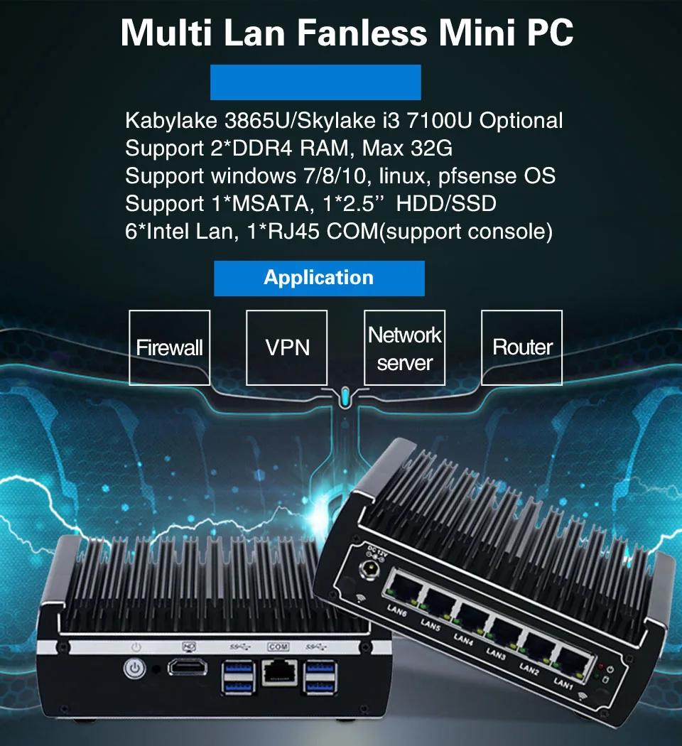 Pfsense pc 6 *  1000M LAN Core i3 7100U I5 7200U  3855U AES-NI ȭ WIFI  ̴ ǻ DDR4 ram